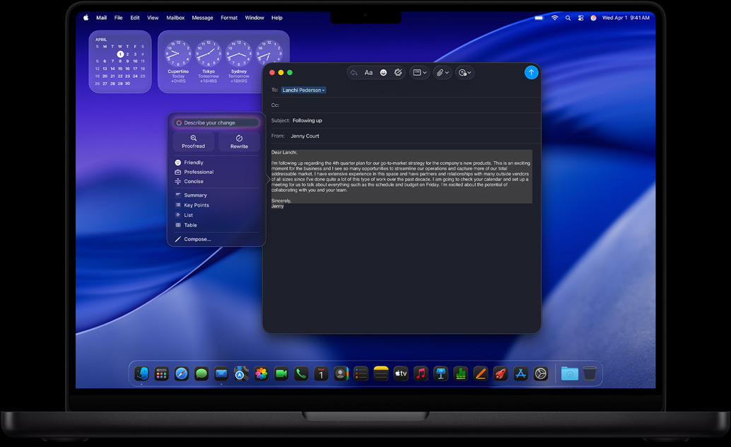 Ferramentas de escrita da Apple Intelligence a serem usadas para escrever emails