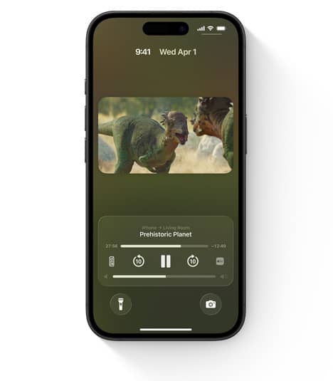 iPhone som viser de innebygde Apple TV-kontrollene