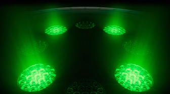 Parte posterior de un Apple Watch con varios sensores redondos con luces LED verdes y brillantes