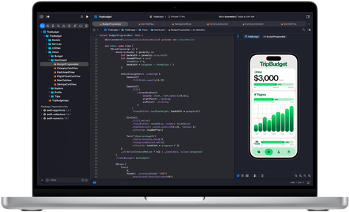 Xcode App auf einem MacBook Pro