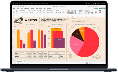 Auf dem Display eines MacBook Pro ist die Microsoft Excel App zu sehen.