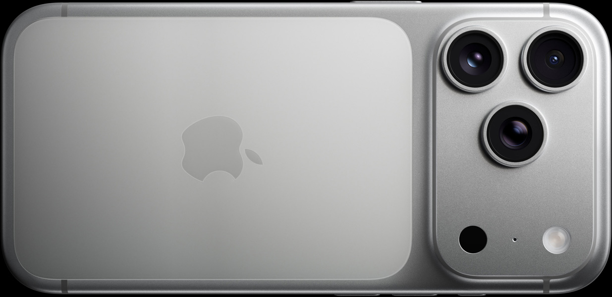 iPhone 17 Pro, Argintiu, exterior spate, sistem de camere pro, 3 obiective, microfon, bliț